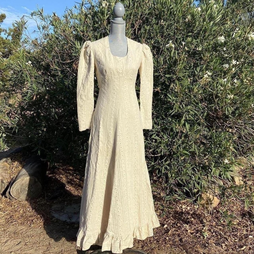 Handmade Vintage 1970s maxi long sleeve dress